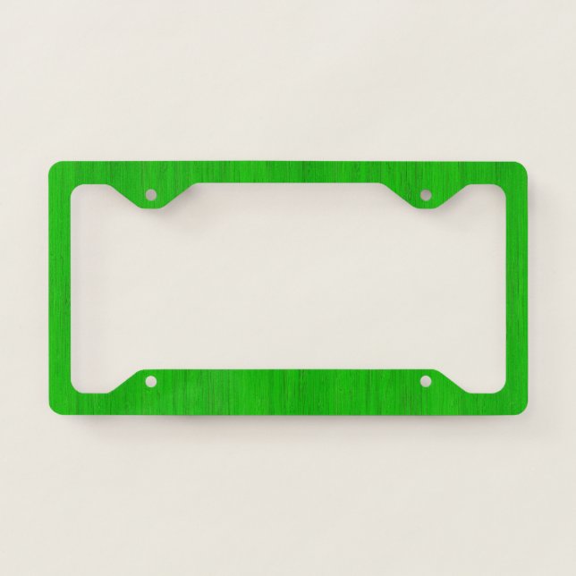 Bright Green Bamboo Wood Grain Look License Plate Frame (Front)