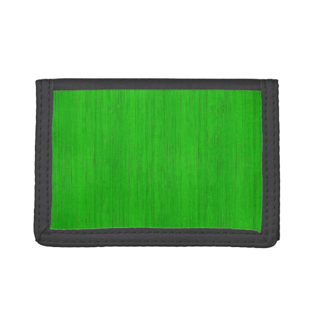 Bright Green Bamboo Wood Grain Look Trifold Wallet (Front)