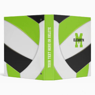 bright green black monogrammed volleyball 3 ring binder