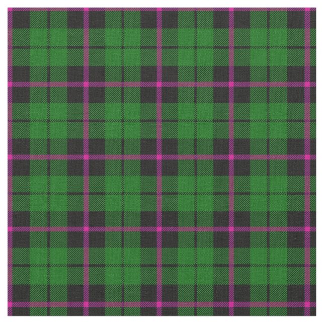 Bright green black pink stripe plaid print2 fabric (Close Up)