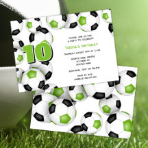 bright green black soccer balls birthday party
