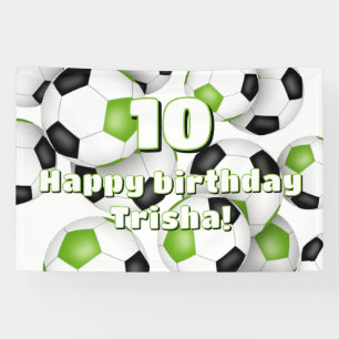 bright green black soccer birthday celebration banner