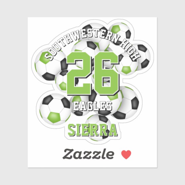 bright green black soccer team colors girls boys sticker (Sheet)