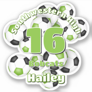 bright green black soccer team colors girls boys sticker