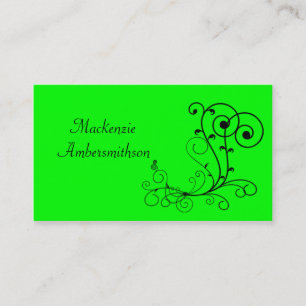 Bright Green Black Swirl Business Card