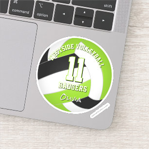 bright green black team colors volleyball player sticker