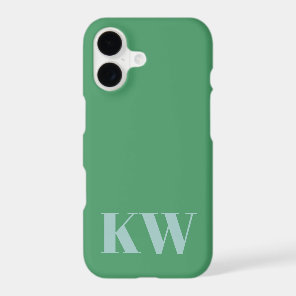 Bright Green Blue Monogram Initials Personalized iPhone 17 Case