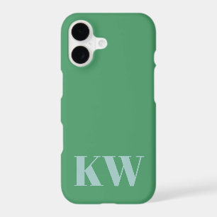 Bright Green Blue Monogram Initials Personalized iPhone 17 Case