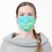 Bright Green Blue Teal Aqua Van Gogh Swirls Adult Cloth Face Mask