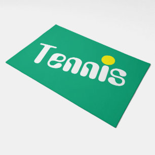 Bright Green Blue White Yellow Slant TENNIS Text Doormat