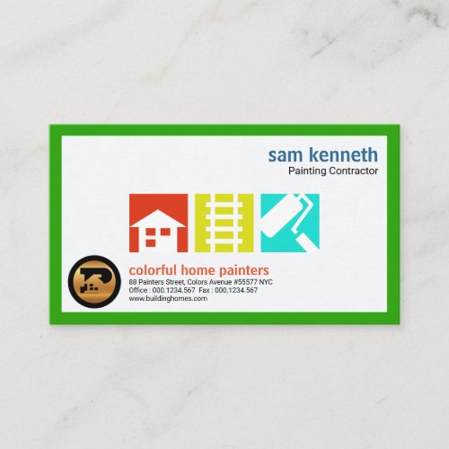 Bright Green Border Painters Logo Signage Business Card