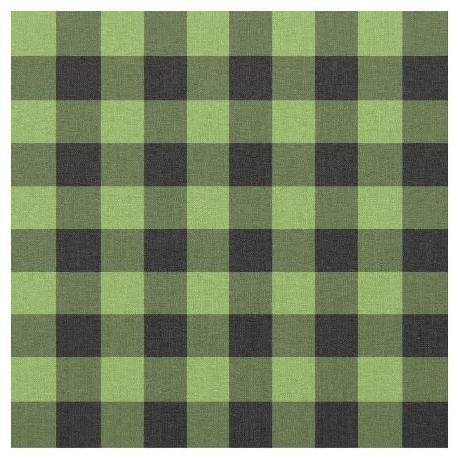 Bright Green Buffalo Check Plaid Fabric (Close Up)