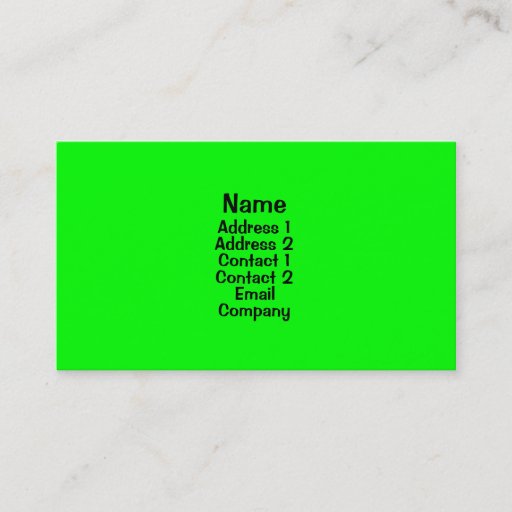Customizable Bright Green Business Card