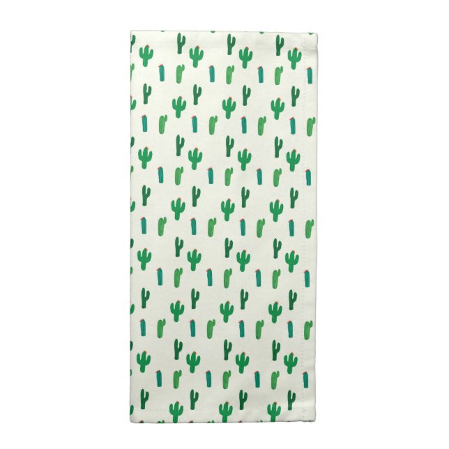 Bright Green Cactus Pattern Cloth Napkin (Half Fold)