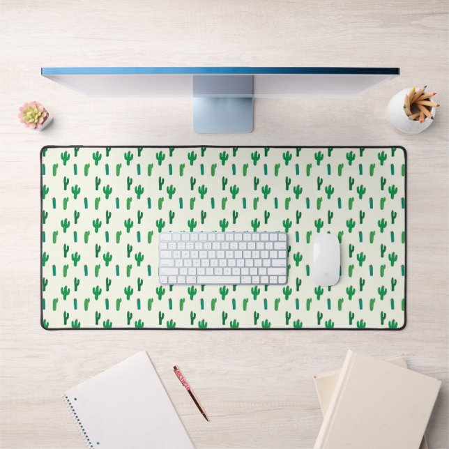 Bright Green Cactus Pattern Desk Mat (Office 1)