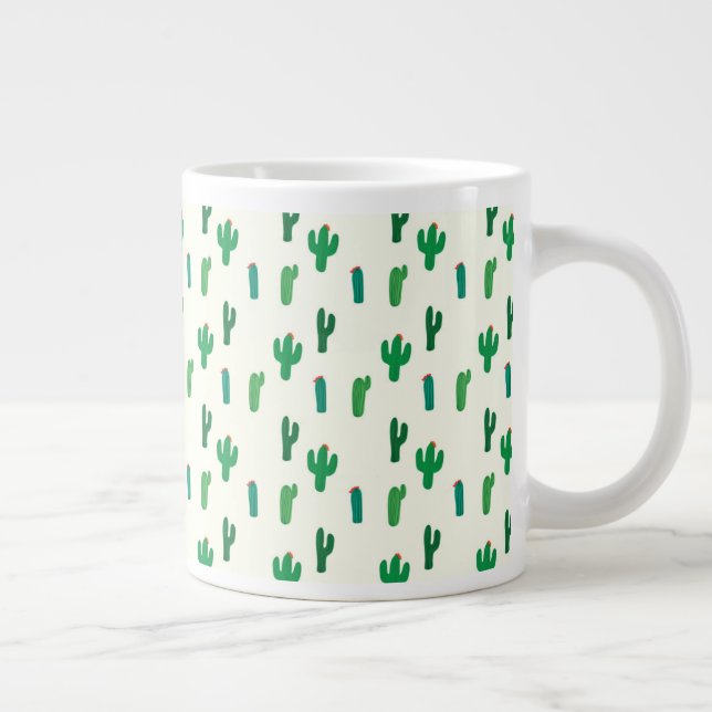 Bright Green Cactus Pattern Giant Coffee Mug (Right)
