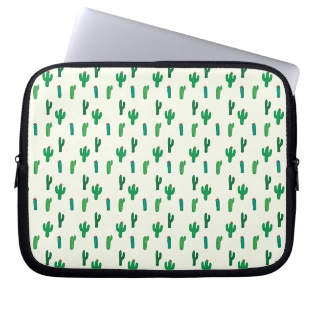 Bright Green Cactus Pattern Laptop Sleeve (Front)