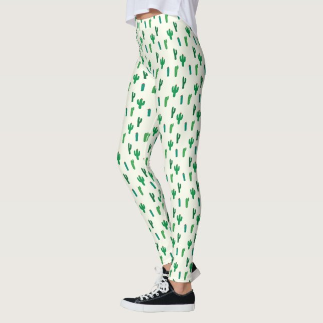 Bright Green Cactus Pattern Leggings (Left)