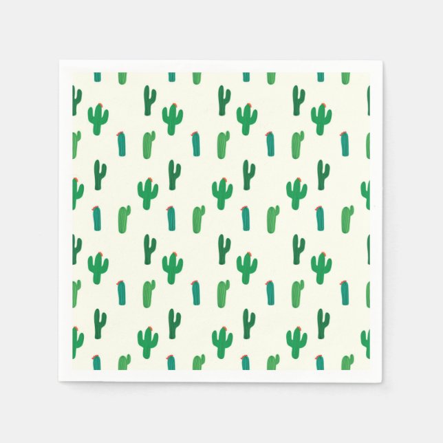 Bright Green Cactus Pattern Napkins (Front)