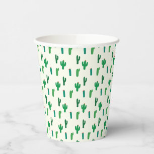 Bright Green Cactus Pattern Paper Cups