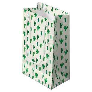 Bright Green Cactus Pattern Small Gift Bag