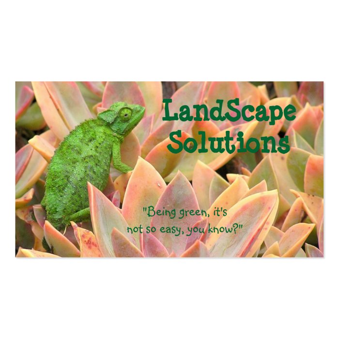 BRIGHT GREEN CHAMELEON AMONG PLANTS (PHOTOG) BUSINESS CARD TEMPLATES