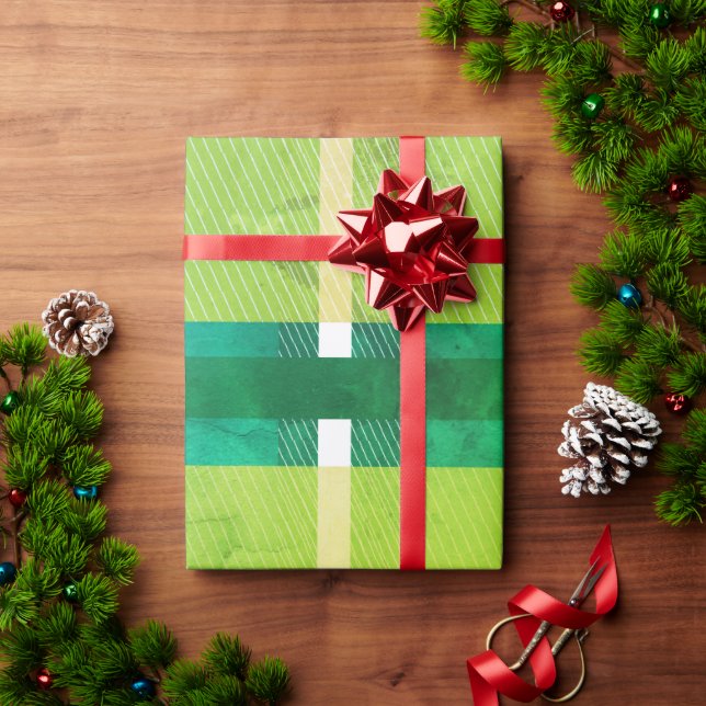 Bright Green Christmas Plaid Holiday  Wrapping Paper (Holiday Gift)