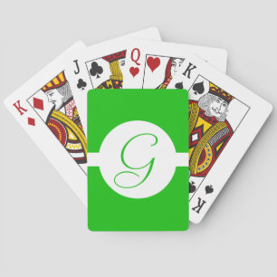 Bright Green Circle Monogram Poker Cards