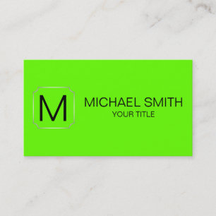Bright green color background business card