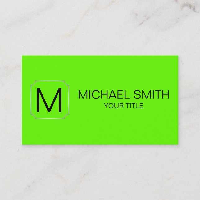 Bright green color background business card (Front)