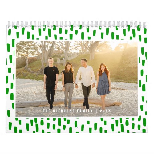 Bright Green Dashing Dots Photo Frame Calendar