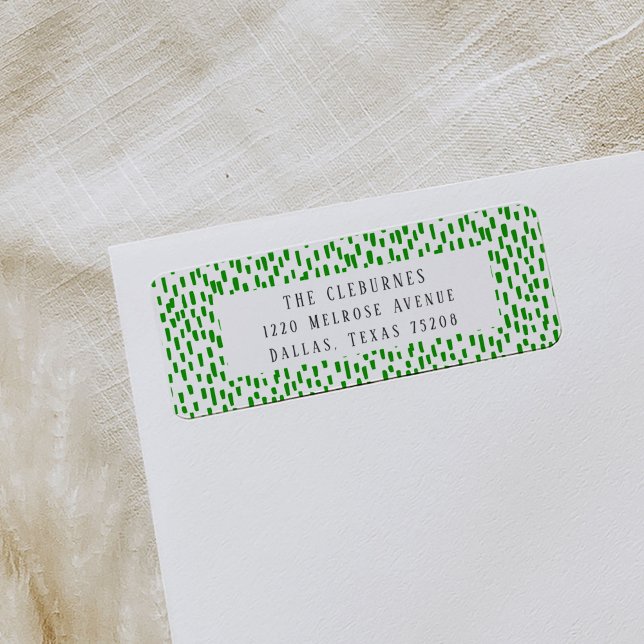Bright Green Dashing Return Address Label (Green and white dashing playful return address labels.)