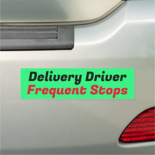 Bright Green Delivery Driver Frequent Stops Bumper Car Magnet