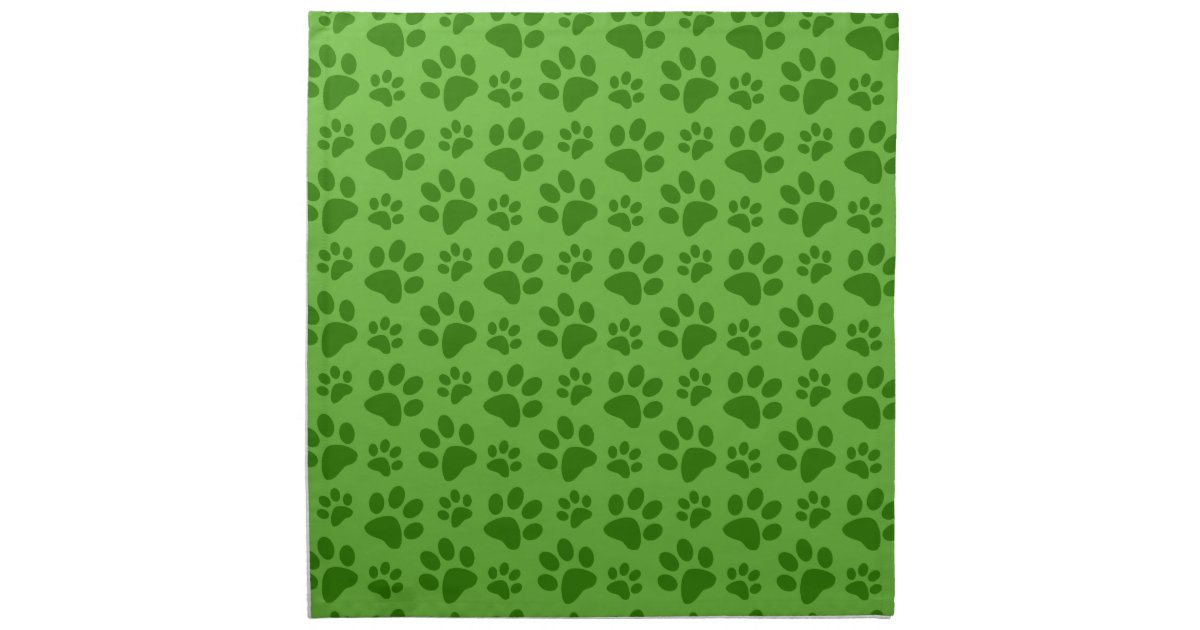 Bright green dog paw print pattern napkin Zazzle