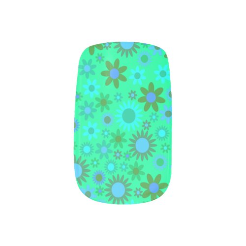 Bright Green Flower Power Minx Nail Art