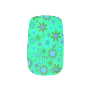 Bright Green Flower Power Minx Nail Art
