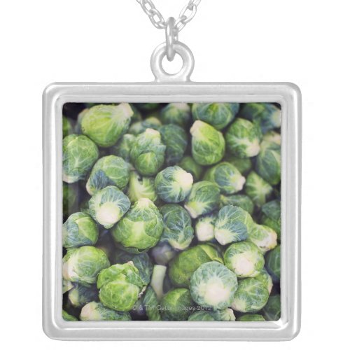 Bright Green Fresh Brussels Sprouts Silver Plated Necklace