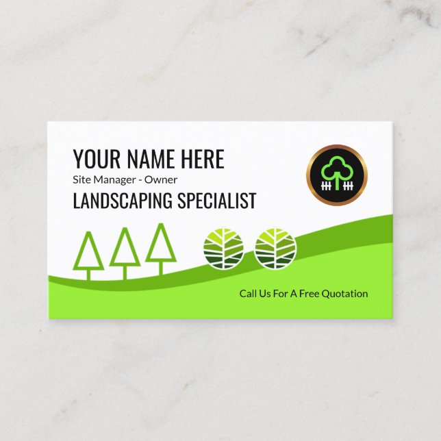 Bright Green Garden Landscape Layers Business Card (Front)