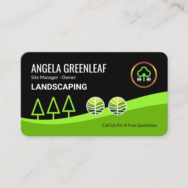 Bright Green Garden Landscape Layers Business Card (Front)