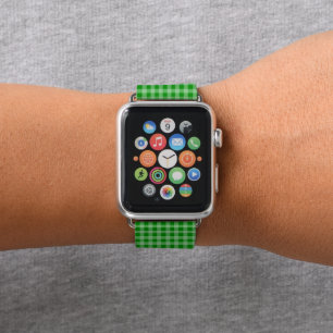 Bright Green Gingham Pattern Apple Watch Band