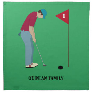 Bright Green Golf Themed Cloth Napkin