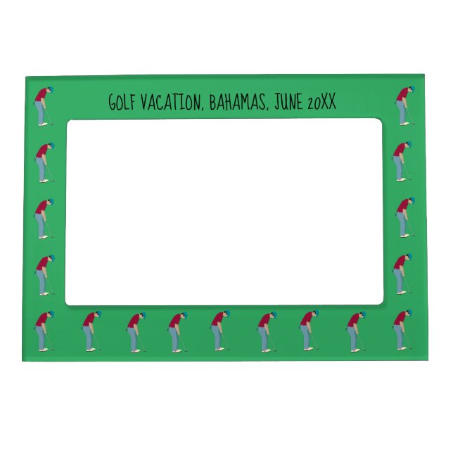 Bright Green Golf Themed Magnetic Frame (Front)
