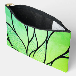 Bright Green Hues Creative Leave Pattern  Accessory Pouch