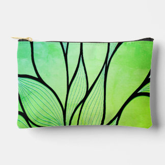 Bright Green Hues Creative Leave Pattern  Accessory Pouch