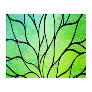 Bright Green Hues Creative Leave Pattern Acrylic Print