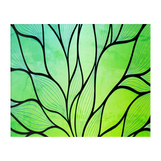 Bright Green Hues Creative Leave Pattern  Acrylic Print (Front)