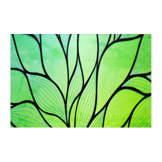 Bright Green Hues Creative Leave Pattern Acrylic Print