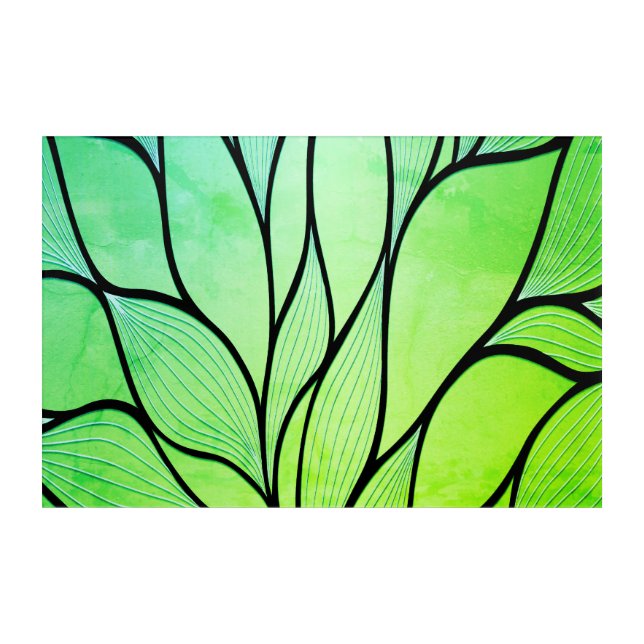 Bright Green Hues Creative Leave Pattern  Acrylic Print (Front)