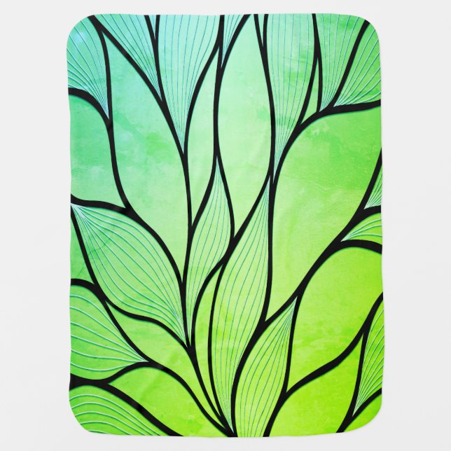 Bright Green Hues Creative Leave Pattern  Baby Blanket (Front)
