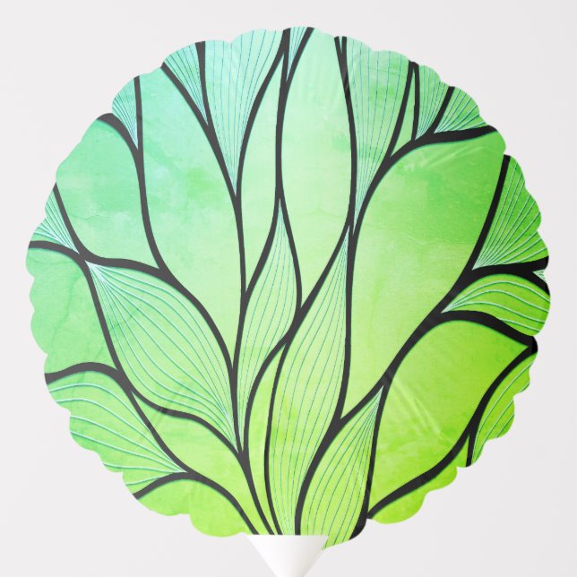 Bright Green Hues Creative Leave Pattern  Balloon (Front)